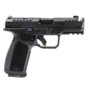 RM1X COMP, black striker-fired pistol with full-size frame and compact slide utilizing an integrated compensator.